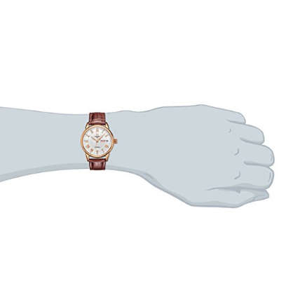 -I LATE ENTRY I-BINGER® LADIES WATCHES WRISTS DAY DATE W/ ROMAN NUMERAL ROSE GOLD TONE & BROWN LEATH