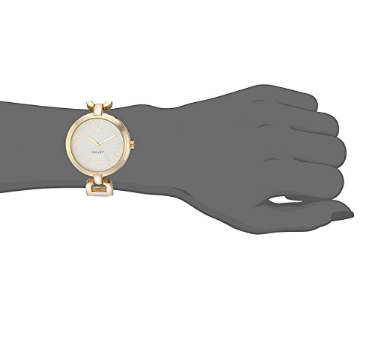 **GENUINE** NINE WEST® WOMENS GOLD-TONE AND WHITE STRAP WATCH W/  BOX & MANUAL