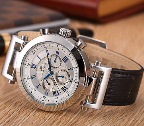 -I GENUINE I- KRONEN&SÖHNE NAVIGATOR LEATHER BAND AUTOMATIC MECHANICAL DATE DISPLAY WRIST WATCH