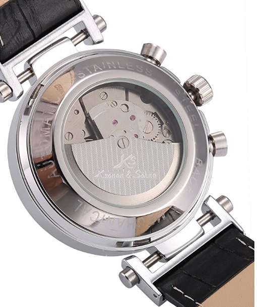 -I GENUINE I- KRONEN&SÖHNE NAVIGATOR LEATHER BAND AUTOMATIC MECHANICAL DATE DISPLAY WRIST WATCH