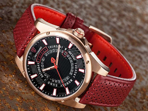 LATE ENTRY I DETOMASO® BUSINESS PUNK MEN JAPANESE QUARTZ DAY/DATE DISPLAY LEATHER STRAP WATCH