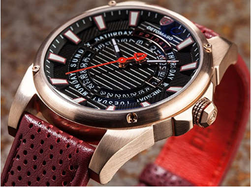 LATE ENTRY I DETOMASO® BUSINESS PUNK MEN JAPANESE QUARTZ DAY/DATE DISPLAY LEATHER STRAP WATCH