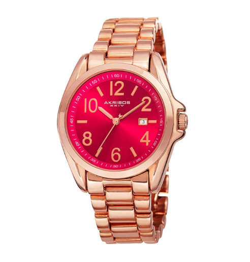 -I LATE ENTRY I- 2 X AKRIBOS XXIV® WOMEN'S ANALOG DISPLAY SWISS QUARTZ ROSE TONE WATCH SET