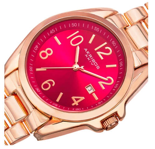 -I LATE ENTRY I- 2 X AKRIBOS XXIV® WOMEN'S ANALOG DISPLAY SWISS QUARTZ ROSE TONE WATCH SET