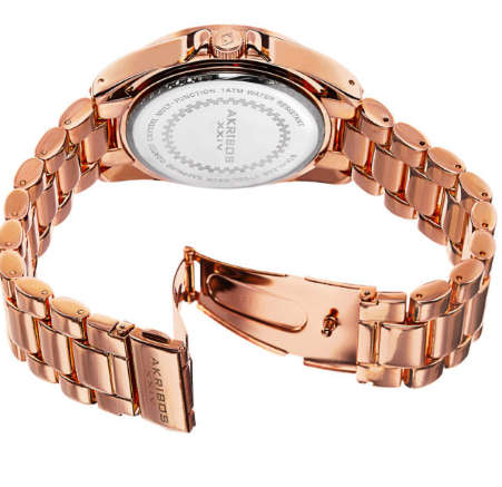 -I LATE ENTRY I- 2 X AKRIBOS XXIV® WOMEN'S ANALOG DISPLAY SWISS QUARTZ ROSE TONE WATCH SET