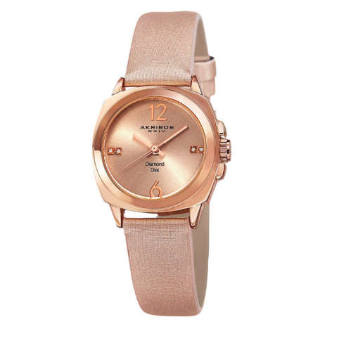 -I LATE ENTRY I- 2 X AKRIBOS XXIV® WOMEN'S ANALOG DISPLAY SWISS QUARTZ ROSE TONE WATCH SET