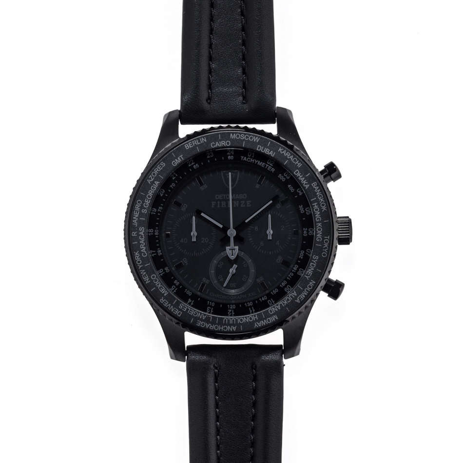 LATE ENTRY - READY TO SHIP I DETOMASO Firenze Black XXL Chronograph Mens Watch Black Stainless Steel