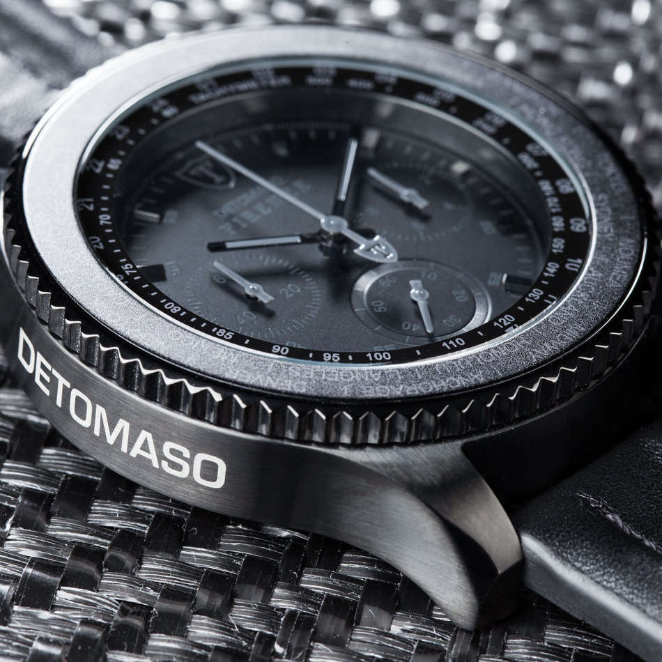 LATE ENTRY - READY TO SHIP I DETOMASO Firenze Black XXL Chronograph Mens Watch Black Stainless Steel