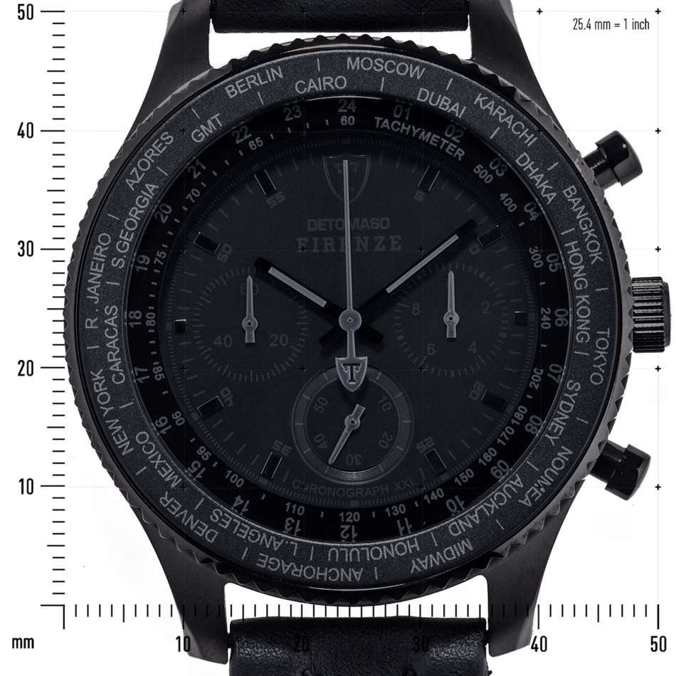 LATE ENTRY - READY TO SHIP I DETOMASO Firenze Black XXL Chronograph Mens Watch Black Stainless Steel