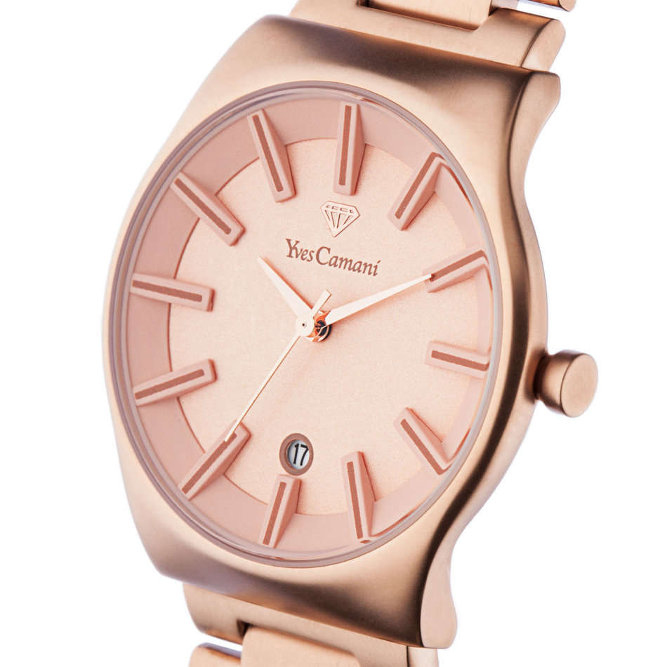 -I GENUINE I EXCLUSIVE I-  YVES-CAMANI® Louanne Women Date Display  Stainless Steel Rose Gold Watch