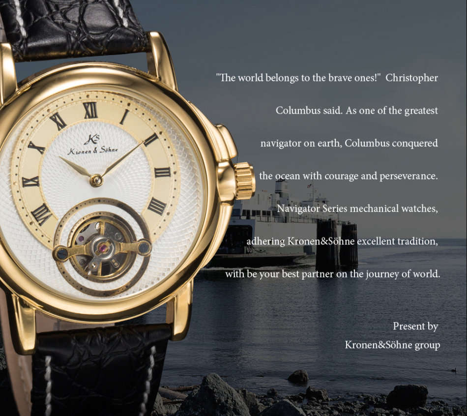 -I GENUINE I- KRONEN&SÖHNEMens Automatic Mechanical Analog Black Leather MILITARY Wrist Watch