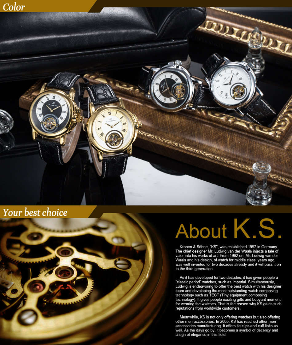 -I GENUINE I- KRONEN&SÖHNEMens Automatic Mechanical Analog Black Leather MILITARY Wrist Watch