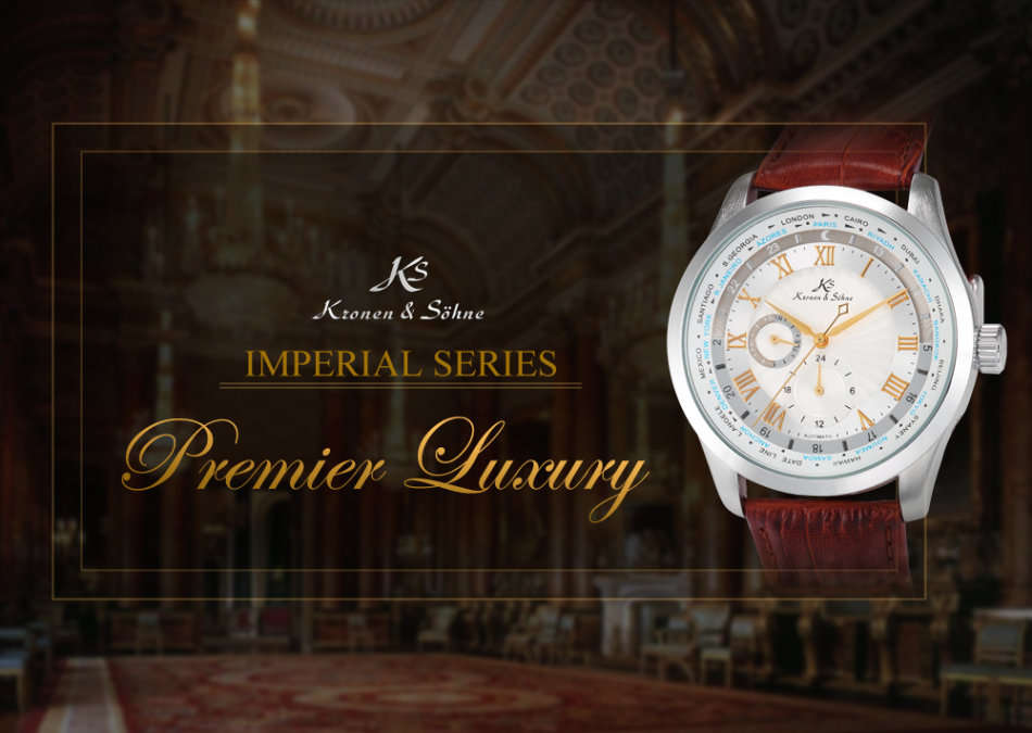 -I GENUINE I- KRONEN&SÖHNE Day 24 Hours Display Automatic Mechanical Men's Leather Sport Wrist Watch