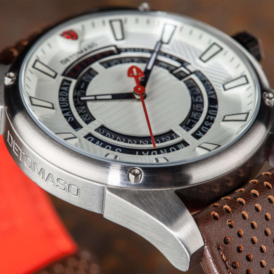 LATE ENTRY I DETOMASO® BUSINESS PUNK MEN JAPANESE QUARTZ DAY/DATE DISPLAY LEATHER STRAP WATCH