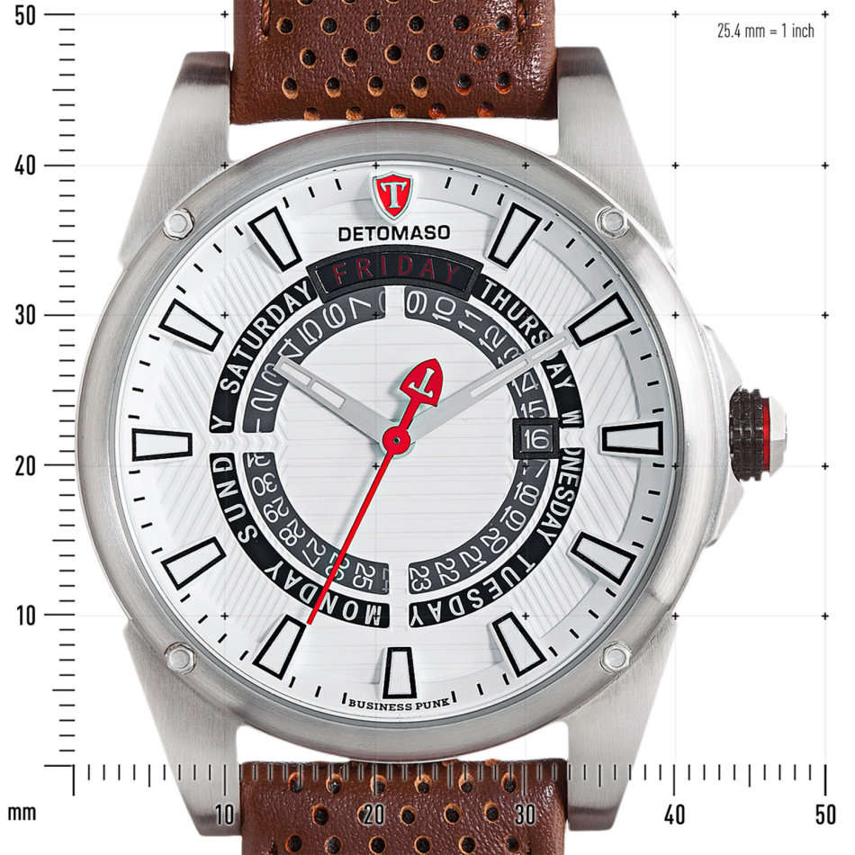 LATE ENTRY I DETOMASO® BUSINESS PUNK MEN JAPANESE QUARTZ DAY/DATE DISPLAY LEATHER STRAP WATCH