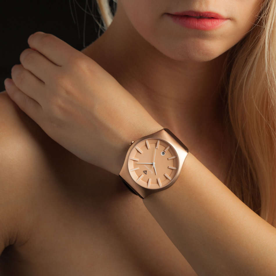 -I GENUINE I EXCLUSIVE I-  YVES-CAMANI® Louanne Women Date Display  Brown Leather Strap Watch