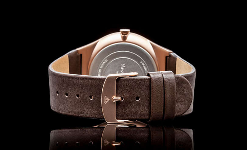 -I GENUINE I EXCLUSIVE I-  YVES-CAMANI® Louanne Women Date Display  Brown Leather Strap Watch