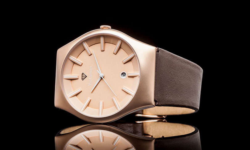 -I GENUINE I EXCLUSIVE I-  YVES-CAMANI® Louanne Women Date Display  Brown Leather Strap Watch