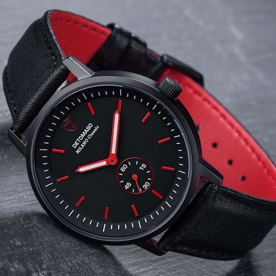 -I LATE ENTRY I- DETOMASO® MILANO CLASSIC MEN'S STAINLESS STEEL WATCH W/ QUICK RELEASE LEATHER STRAP