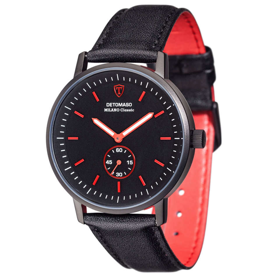 -I LATE ENTRY I- DETOMASO® MILANO CLASSIC MEN'S STAINLESS STEEL WATCH W/ QUICK RELEASE LEATHER STRAP