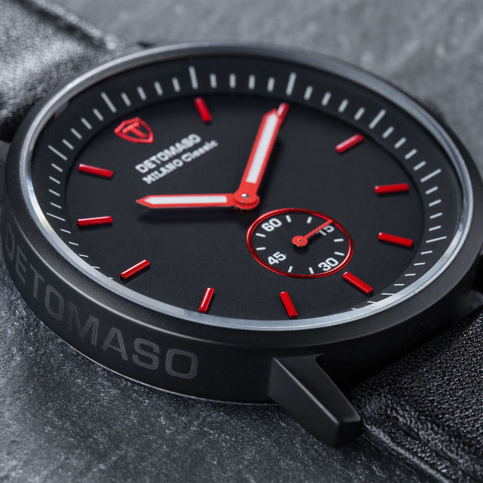 -I LATE ENTRY I- DETOMASO® MILANO CLASSIC MEN'S STAINLESS STEEL WATCH W/ QUICK RELEASE LEATHER STRAP