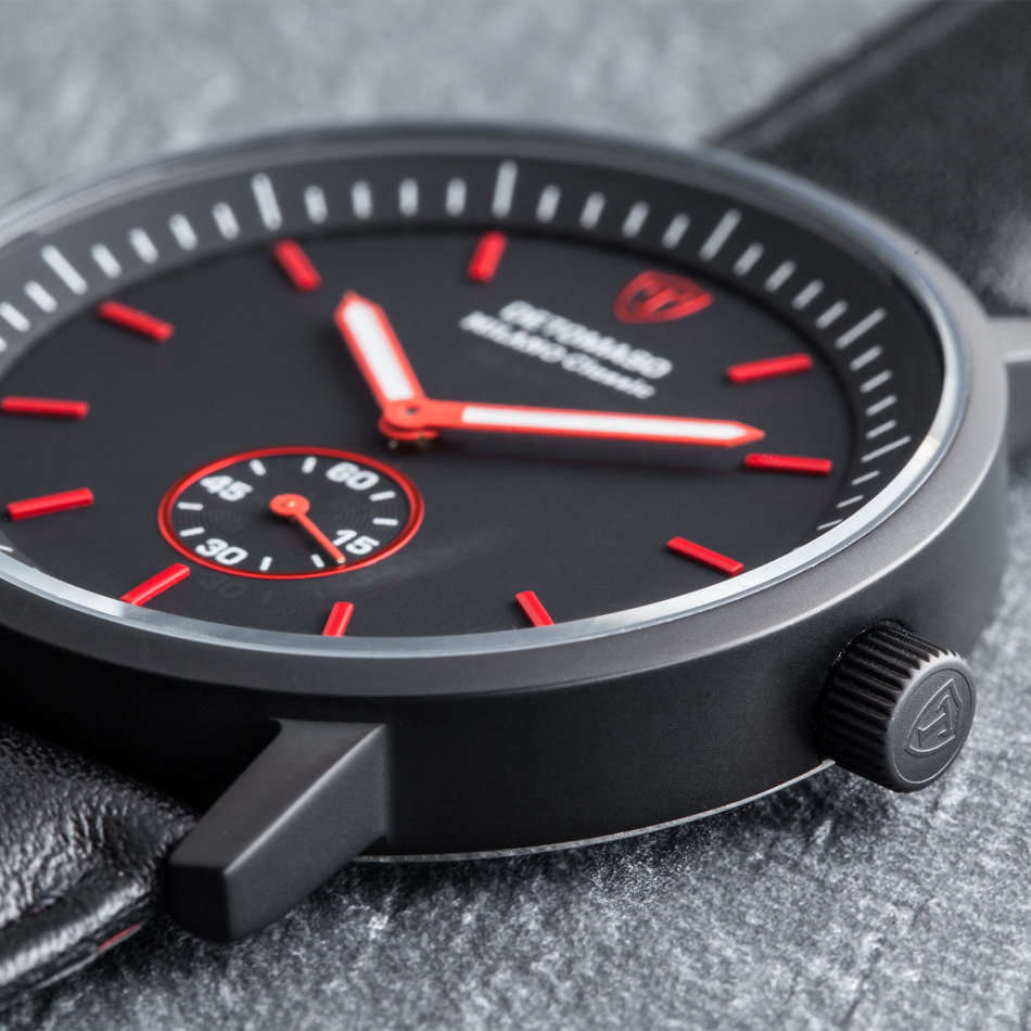 -I LATE ENTRY I- DETOMASO® MILANO CLASSIC MEN'S STAINLESS STEEL WATCH W/ QUICK RELEASE LEATHER STRAP