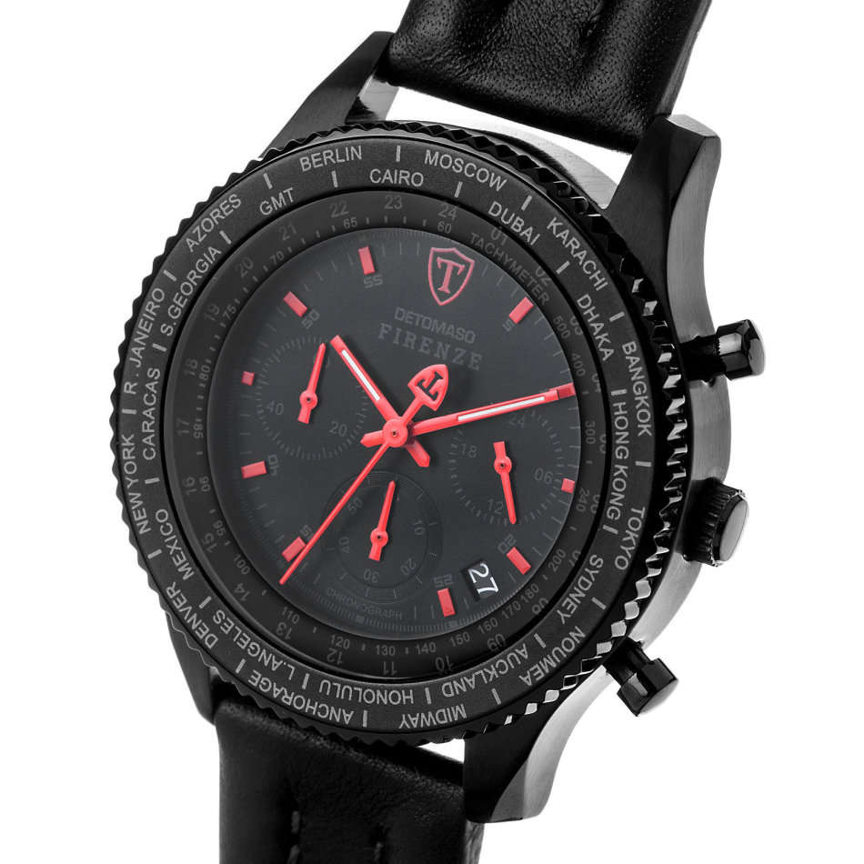 LIMITED EDITION - READY TO SHIP I DETOMASO  FIRENZE  BLACK CHRONOGRAPH WATCH