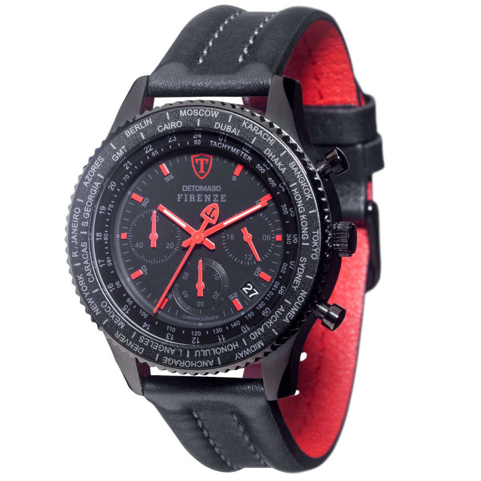 LIMITED EDITION - READY TO SHIP I DETOMASO  FIRENZE  BLACK CHRONOGRAPH WATCH