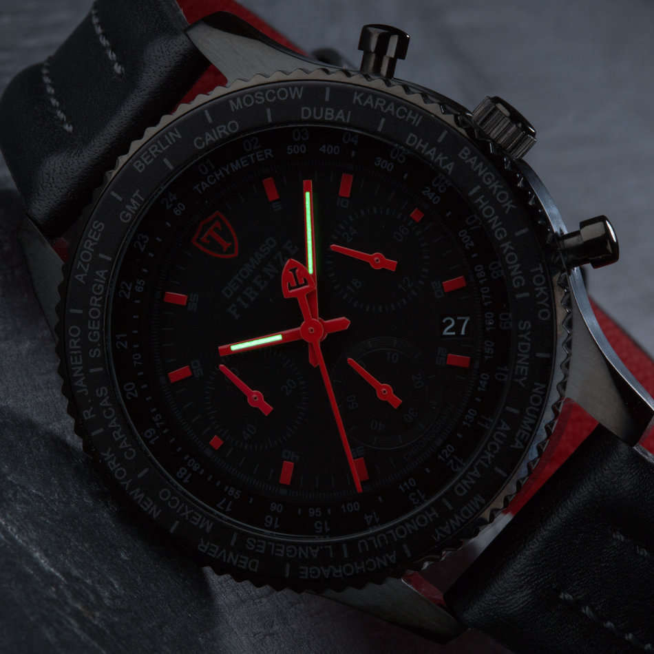 LIMITED EDITION - READY TO SHIP I DETOMASO  FIRENZE  BLACK CHRONOGRAPH WATCH