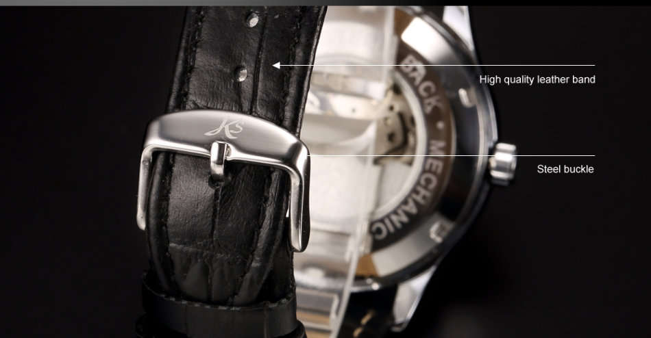 -I GENUINE I- KRONEN& SÖHNE Luxury Men 24 Hours Leather Sport Automatic Mechanical Steel Wrist Watch