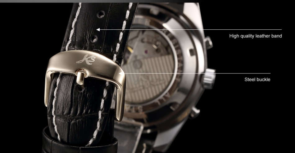 -I GENUINE I- KRONEN&SÖHNE IMPERIAL Luxury Mens Leather Automatic Mechanical Day Date Sport Watch