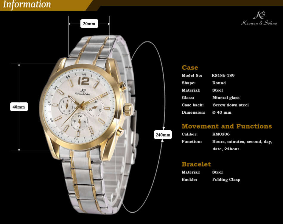 -I Late Entry !!! I GENUINE I- KRONEN & SÖHNE  17 Jewels Automatic Mechanical  Stainless Steel Watch