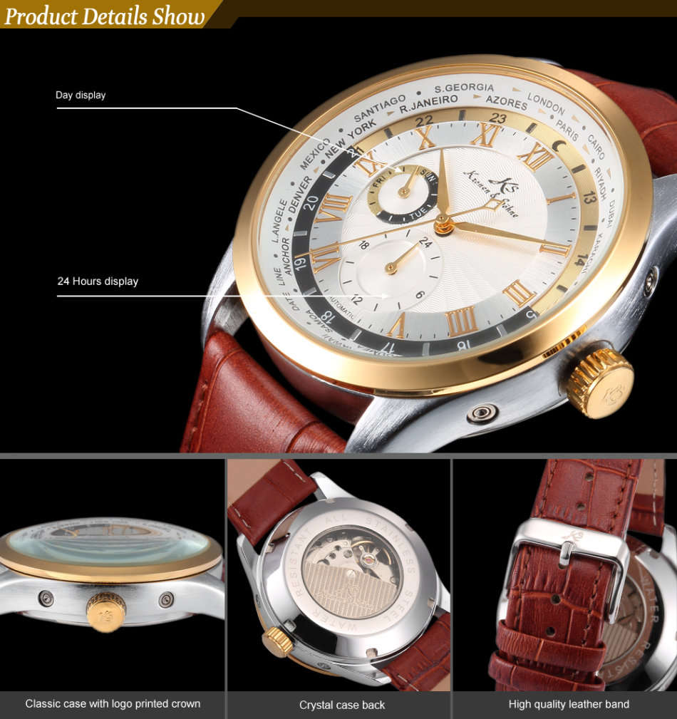 -I Late Entry !!! I GENUINE I- KRONEN & SÖHNE Automatic Sport Army Leather Mechanical Wrist Watch