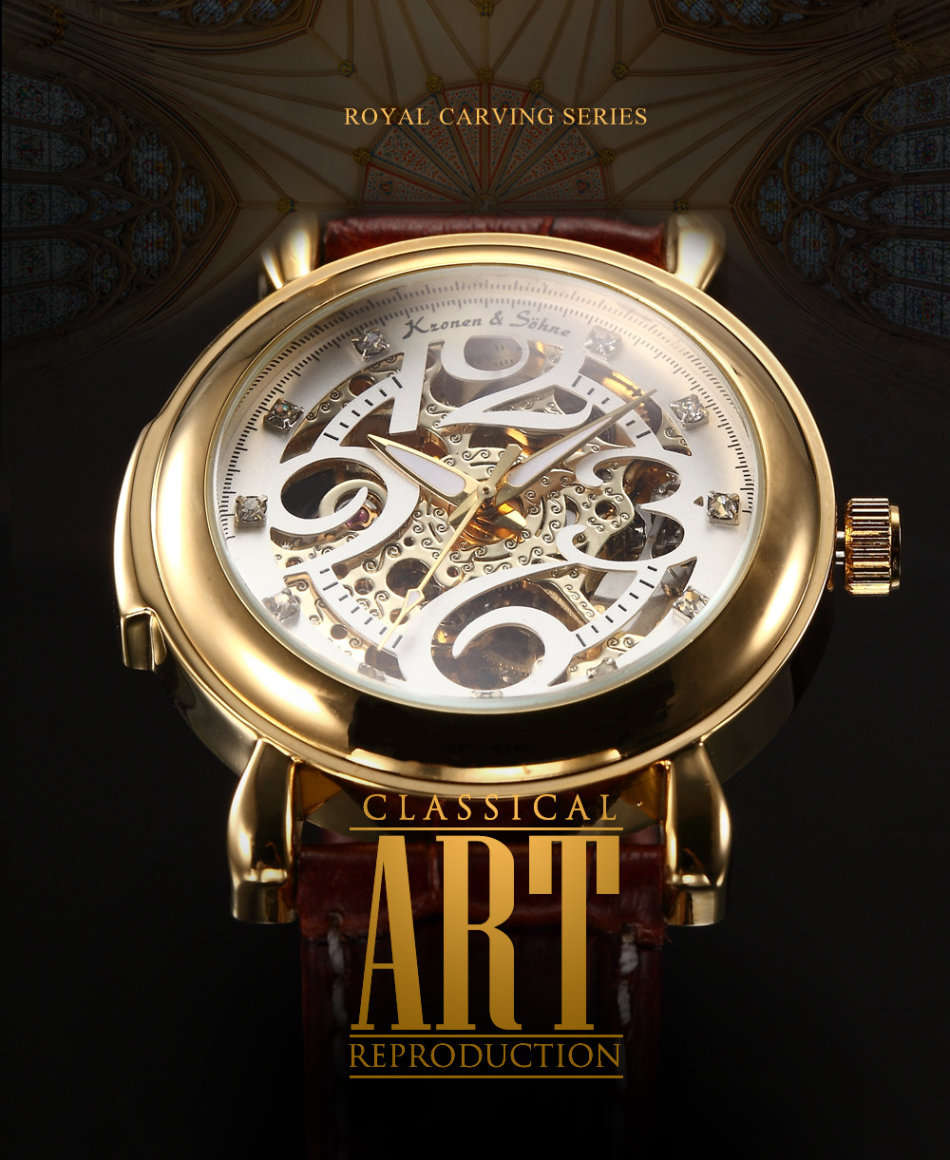 -I Late Entry !!! I GENUINE I- KRONEN & SÖHNE Automatic  Mechanical Crystal Skeleton Dial Watch