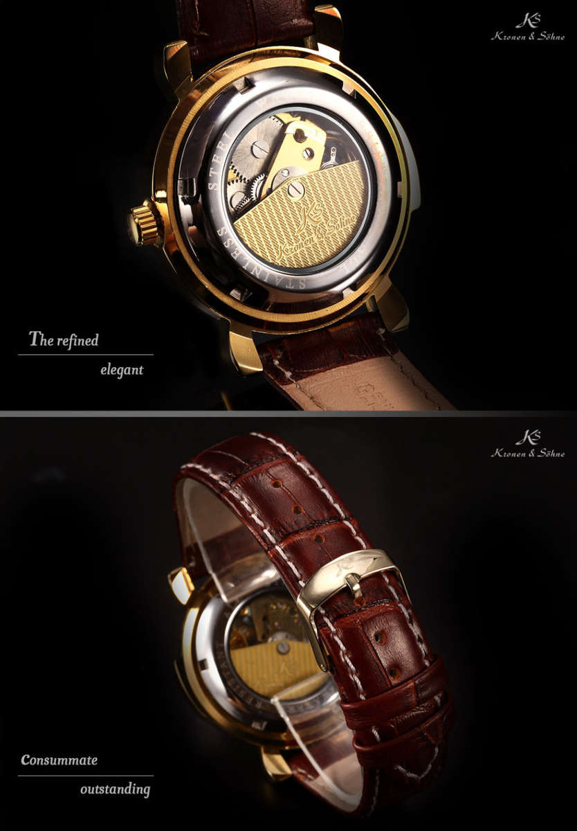 -I Late Entry !!! I GENUINE I- KRONEN & SÖHNE Automatic  Mechanical Crystal Skeleton Dial Watch