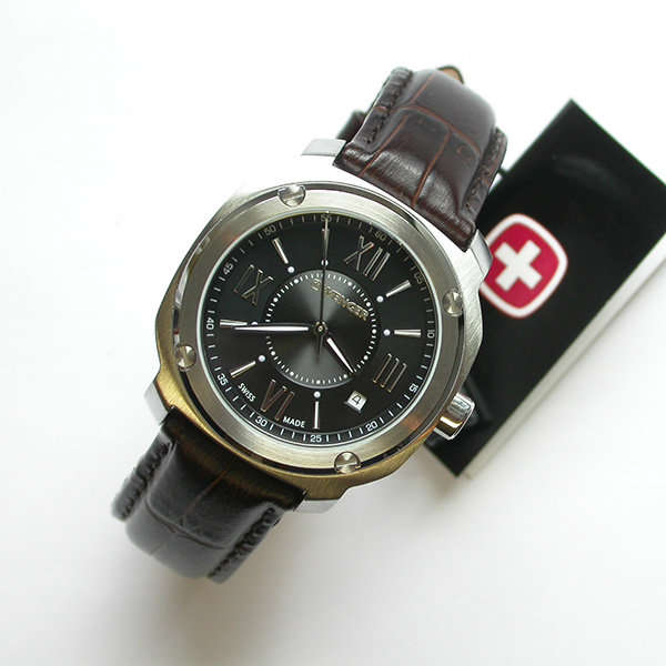 SWISS MILITARY I WENGER I BLACK DIAL 33MM SS 100M WR EDGE STRAP WATCH- 3 YEAR WARRANTY