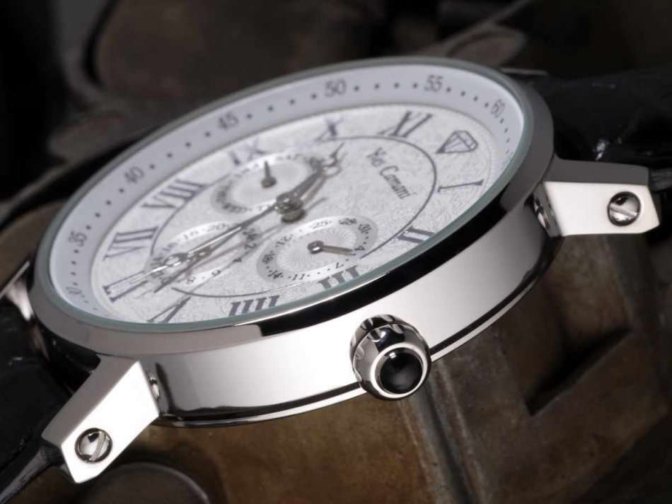 LATE ENTRY ! I GENUINE I EXCLUSIVE I YVES CAMANI BAROCCO SILVER MULTIFUNCTION DAY/DATE S/LESS WATCH