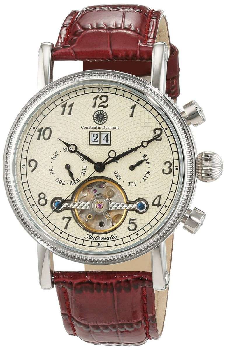 -I GENUINE I EXCLUSIVE I-  Constantin Durmont AUTOMATIC stainless steel Chronograph w/ Leather Strap