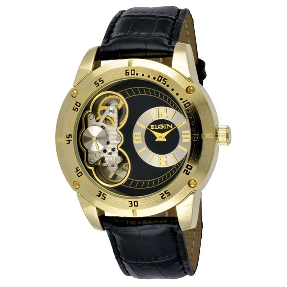 LATE ENTRY ! I GENUINE I EXCLUSIVE I MEN I  ELGIN  Goldtone Partial Skeleton Automatic Watch