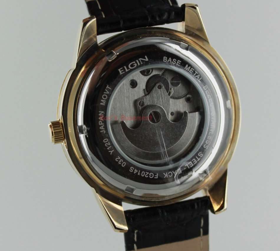 LATE ENTRY ! I GENUINE I EXCLUSIVE I MEN I  ELGIN  Goldtone Partial Skeleton Automatic Watch