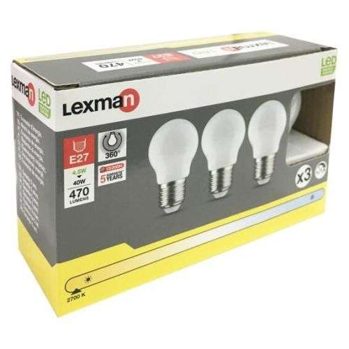 LED filament LEXMAN G45 E27 4.5W 470lm 2700K 15000H 3 pack