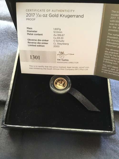 2007  1/20th ounce proof  Krugerrand