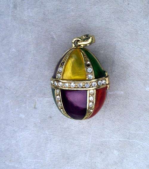 Faberge-like locket, enamel and crystal.
