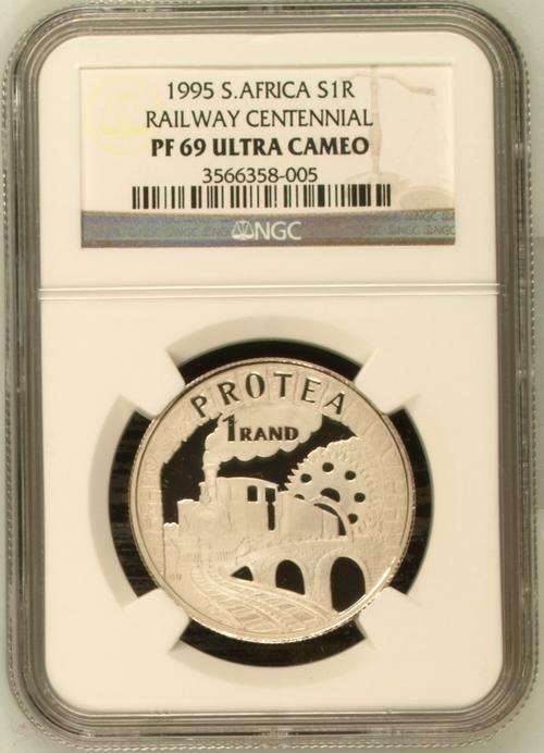 1995 South Africa Silver R1 NGC PF69 Ultra Cameo - Railway Centennial