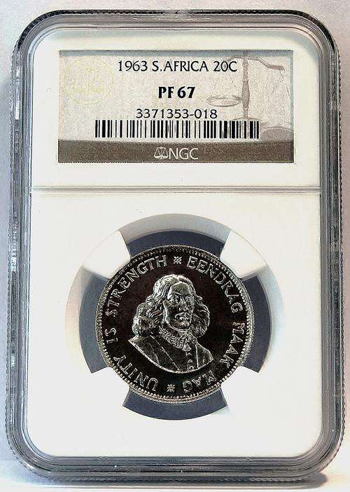 1963 South Africa 20c NGC PF67