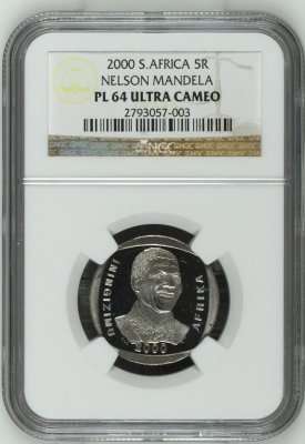 2000 South Africa R5 NGC PL 64 Ultra Cameo - Nelson Mandela