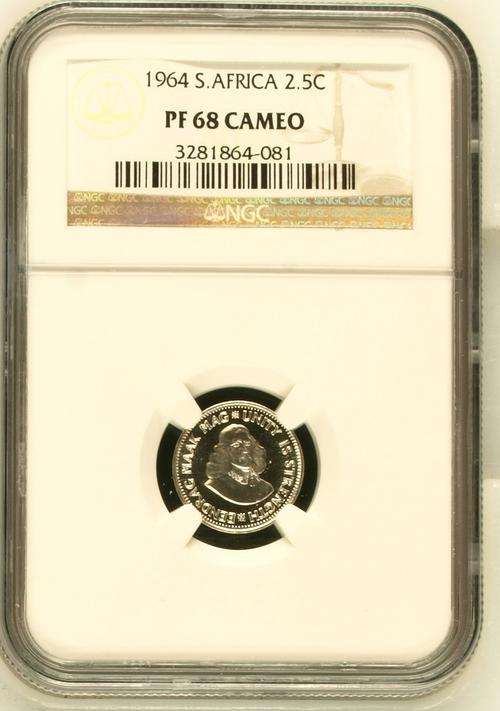 PF 68 Cameo - 1964 South Africa 2.5c NGC PF 68 Cameo