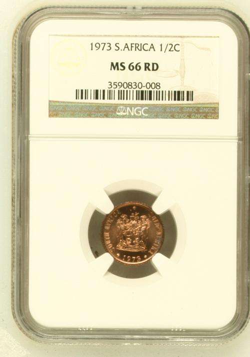 1973 South Africa 1/2c NGC MS 66 RD