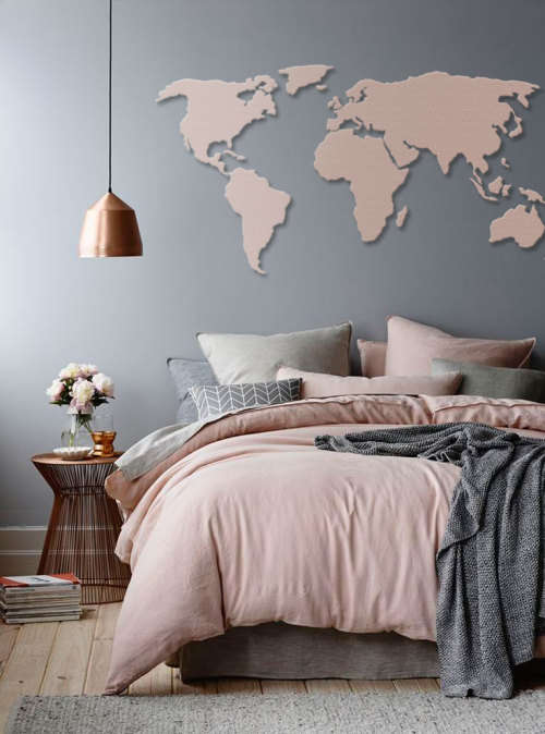 19-piece Wooden Wall World Map