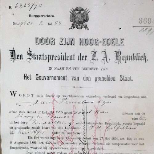 Framed original ZAR document SIGNED by PRESIDENT SJP KRUGER!! - @@@ R1 START!!